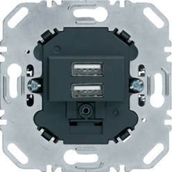 USB oplaadstopcontact 230 V 2-voudig 3 A, antraciet mat